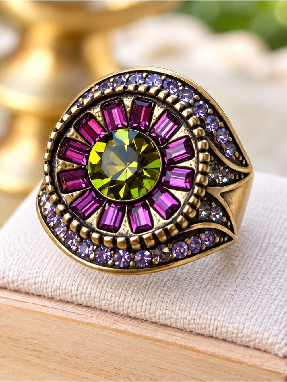 Heidi Daus’s Stunning"Alta Moda" Crystal Cocktail Ring *Size 7